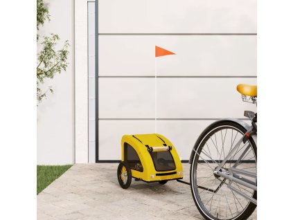 vidaXL Vozík za kolo pro psa žlutý oxfordská tkanina a železo