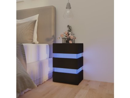 vidaXL Noční stolek s LED černý 45 x 35 x 67 cm kompozitní dřevo