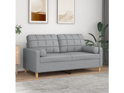 vidaXL 2místná pohovka s polštáři světle šedá 140 cm textil