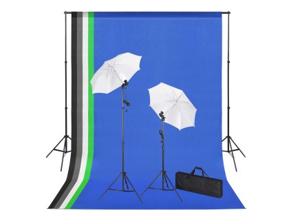 vidaXL Foto studio set s pozadím, osvětlením a deštníky