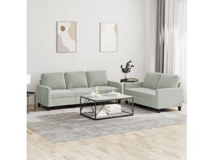 vidaXL 2dílná sedací souprava s poduškami světle šedá samet