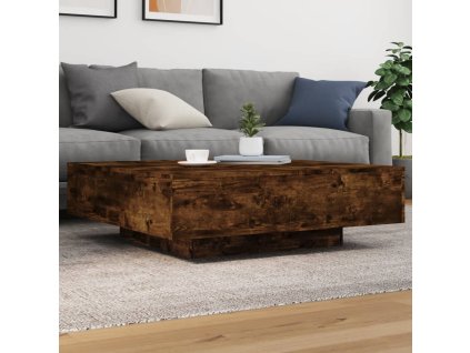 vidaXL Konferenční stolek s LED osvětlením kouřový dub 100x100x31 cm