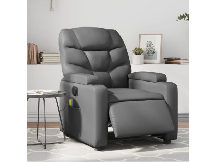 vidaXL Elektrické masážní polohovací křeslo šedé umělá kůže