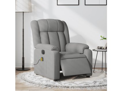 vidaXL Elektrické masážní polohovací křeslo světle šedé textil
