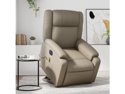 vidaXL Elektrické zvedací masážní polohovací křeslo cappuccino koženka