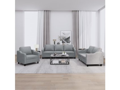 vidaXL 3dílná sedací souprava s poduškami světle šedá textil