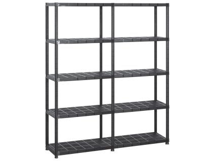 vidaXL Úložný regál 5patrový černý 142 x 38 x 170 cm plast