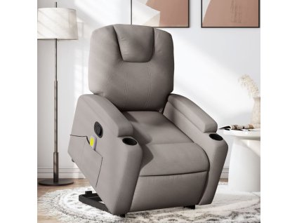 vidaXL Zvedací masážní polohovací křeslo taupe textil