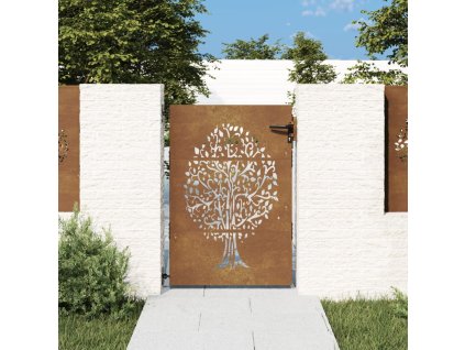 vidaXL Zahradní branka 85 x 150 cm z cortenové oceli, design stromu