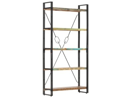 vidaXL Knihovna s 5 policemi 90x30x180 cm masivní recyklované dřevo