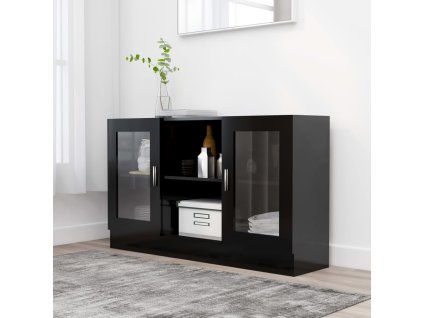 vidaXL Prosklená skříň černá 120 x 30,5 x 70 cm kompozitní dřevo