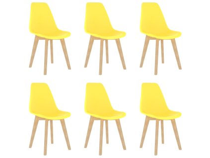 vidaXL Jídelní židle 6 ks žluté plast