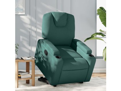 vidaXL Zvedací polohovací křeslo tmavě zelené textil