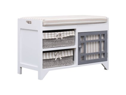 vidaXL Lavice do předsíně bílá 70 x 33,5 x 45 cm dřevo pavlovnie