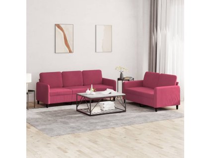 vidaXL 2dílná sedací souprava vínová samet
