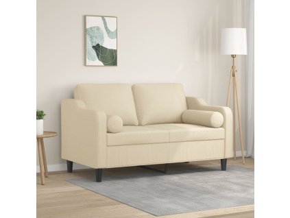 vidaXL 2místná pohovka s polštáři krémová 120 cm textil