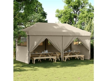 vidaXL Skládací party stan pop-up se 4 bočními stěnami taupe