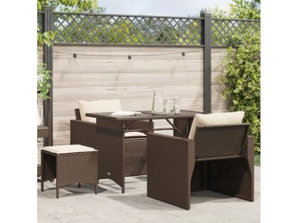 vidaXL 4dílná zahradní sedací souprava s poduškami hnědá polyratan