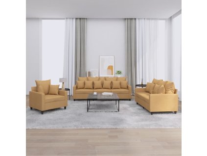 vidaXL 3dílná sedací souprava s poduškami hnědá samet