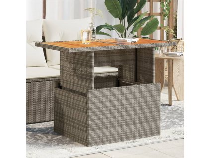 vidaXL Zahradní stolek šedý 100 x 55 x 73 cm polyratan a akácie