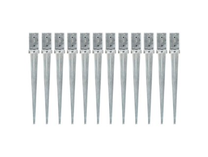 vidaXL Kotvící hroty 12 ks stříbrné 8 x 8 x 76 cm pozinkovaná ocel