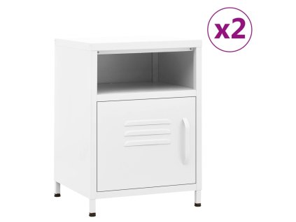 vidaXL Noční stolky 2 ks bílé 35 x 35 x 51 cm ocel