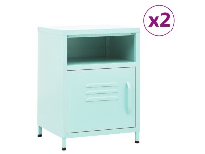 vidaXL Noční stolky 2 ks mátová 35 x 35 x 51 cm ocel