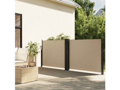 vidaXL Zatahovací boční markýza béžová 120 x 600 cm