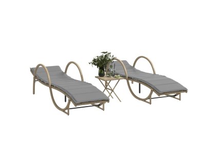 vidaXL Zahradní lehátka 2 ks se stolkem béžová polyratan