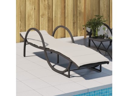 vidaXL Zahradní lehátko s poduškou černé 60 x 199 x 42 cm polyratan