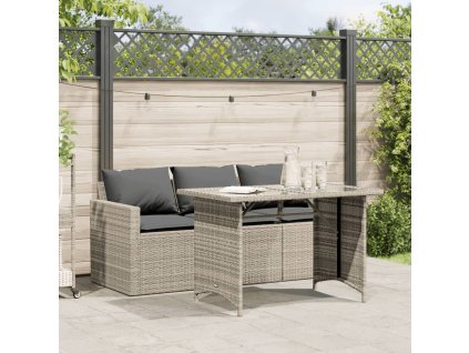 vidaXL 2dílný zahradní jídelní set s poduškami světle šedý polyratan