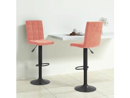 vidaXL Barové stoličky 2 ks růžové samet