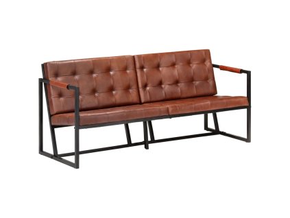 vidaXL 3místná sedačka hnědá pravá kozí kůže