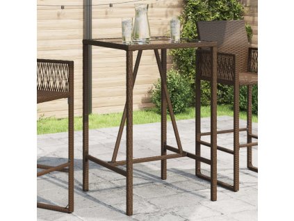 vidaXL Zahradní barový stůl hnědý 70 x 70 x 110 cm polyratan