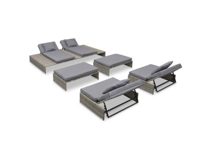 vidaXL 5dílná zahradní sedací souprava s poduškami polyratan šedá