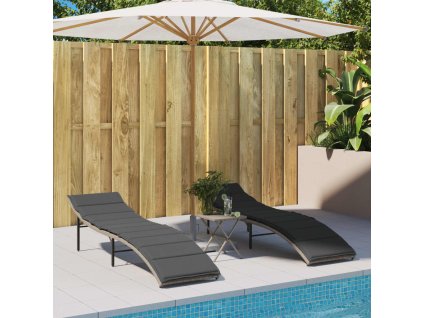 vidaXL Zahradní lehátka 2 ks s poduškami světle šedá polyratan