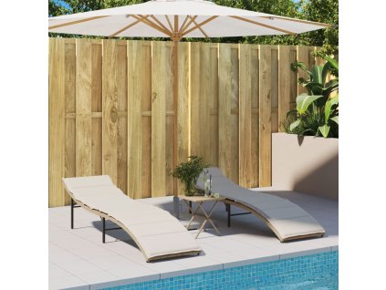 vidaXL Zahradní lehátka 2 ks s poduškami béžová polyratan