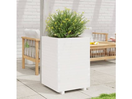 vidaXL Zahradní truhlík bílý 50 x 50 x 72,5 cm masivní borovice