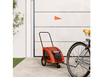 vidaXL Vozík za kolo pro psa oranžový a šedý oxfordská tkanina/železo