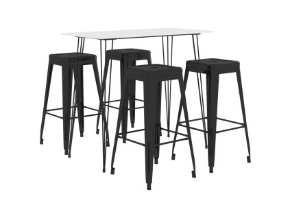 vidaXL 5dílný barový set bíločerný