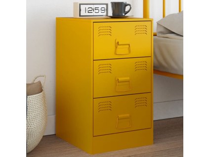 vidaXL Noční stolek hořčicově žlutý 34,5 x 39 x 62 cm ocel