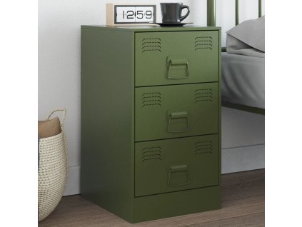 vidaXL Noční stolek olivově zelený 34,5 x 39 x 62 cm ocel