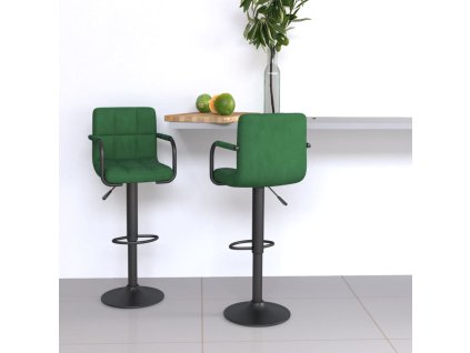 vidaXL Barové židle 2 ks tmavě zelené samet