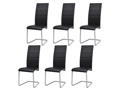 vidaXL Konzolové jídelní židle 6 ks černé umělá kůže