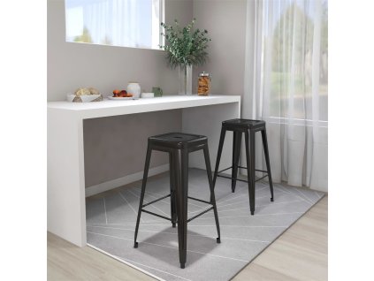 vidaXL Barové stoličky stohovatelné 2 ks černé kov