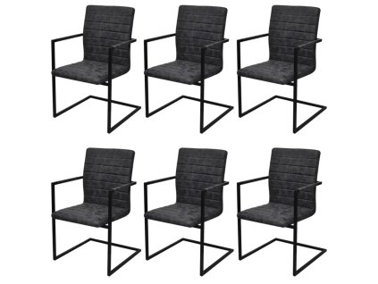 vidaXL Konzolové jídelní židle 6 ks černé umělá kůže