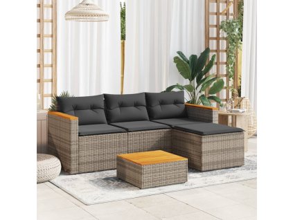 vidaXL 3dílná zahradní sedací souprava s poduškami šedá polyratan