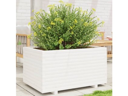 vidaXL Zahradní truhlík bílý 90 x 60 x 49,5 cm masivní borové dřevo