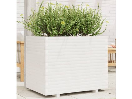 vidaXL Zahradní truhlík bílý 90 x 60 x 72,5 cm masivní borové dřevo