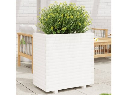 vidaXL Zahradní truhlík bílý 70 x 40 x 72,5 cm masivní borové dřevo